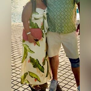 Tropical Leaf Print Maxi Dress